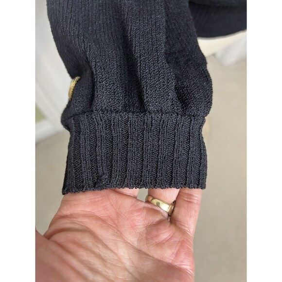 VTG St John Sweater Size L Button Embellishment Black Mock Turtleneck Sz L Read - Picture 6 of 12